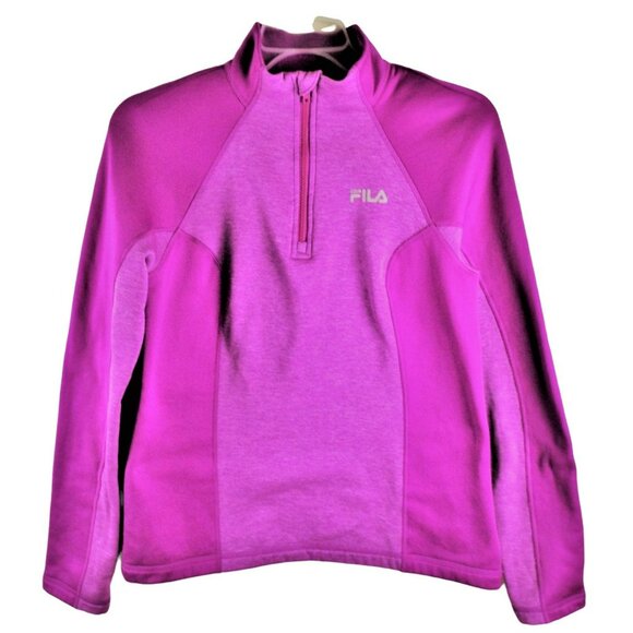 Fila Jacket Womens Sports Pullover Fuscia Two Tone Quarter Zip Size Medium JH996 - Picture 1 of 4